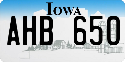 IA license plate AHB650