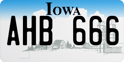 IA license plate AHB666