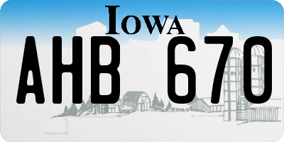 IA license plate AHB670
