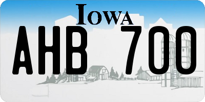 IA license plate AHB700