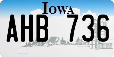 IA license plate AHB736