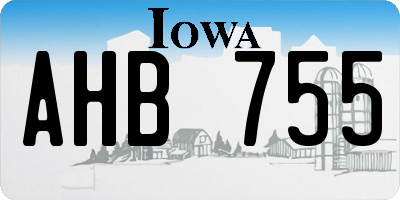 IA license plate AHB755