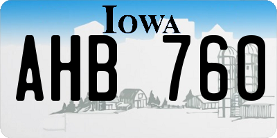 IA license plate AHB760