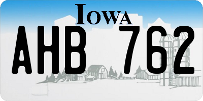 IA license plate AHB762