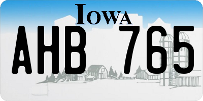 IA license plate AHB765