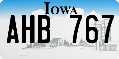 IA license plate AHB767