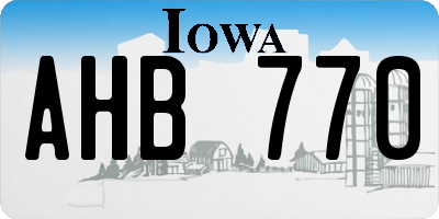 IA license plate AHB770