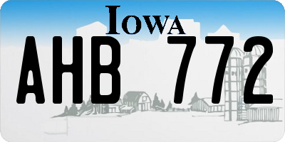 IA license plate AHB772