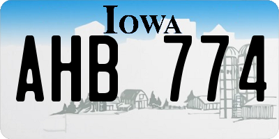 IA license plate AHB774