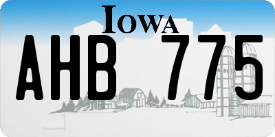 IA license plate AHB775