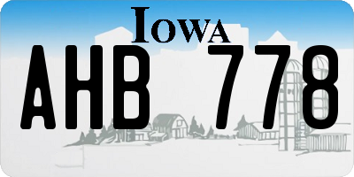 IA license plate AHB778