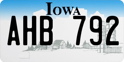 IA license plate AHB792