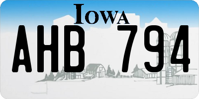 IA license plate AHB794