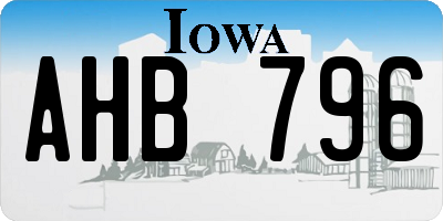 IA license plate AHB796