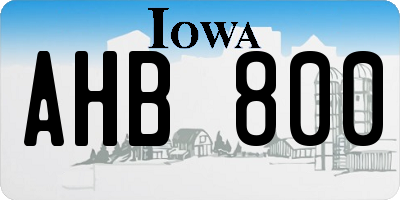 IA license plate AHB800