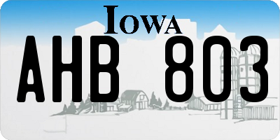 IA license plate AHB803