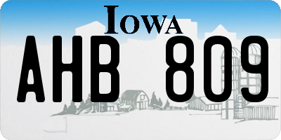 IA license plate AHB809