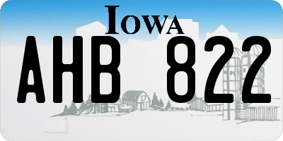 IA license plate AHB822