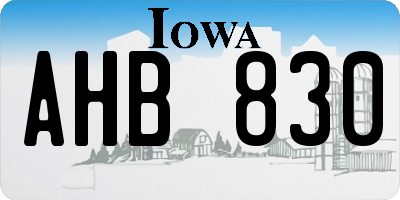 IA license plate AHB830