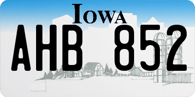 IA license plate AHB852