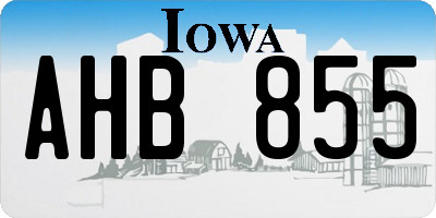 IA license plate AHB855