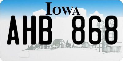 IA license plate AHB868