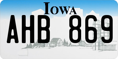 IA license plate AHB869