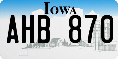 IA license plate AHB870