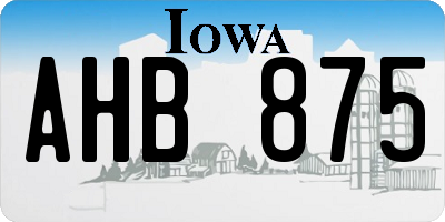 IA license plate AHB875