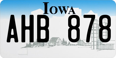 IA license plate AHB878