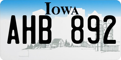 IA license plate AHB892