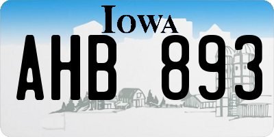 IA license plate AHB893
