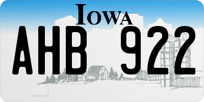 IA license plate AHB922
