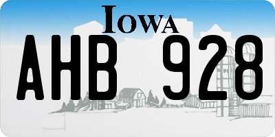 IA license plate AHB928