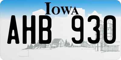 IA license plate AHB930
