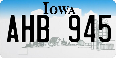 IA license plate AHB945