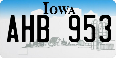 IA license plate AHB953