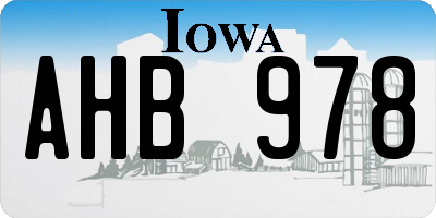 IA license plate AHB978