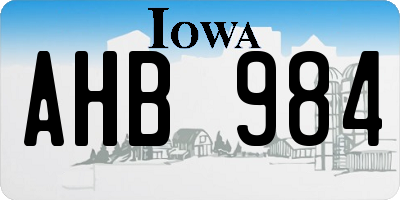 IA license plate AHB984