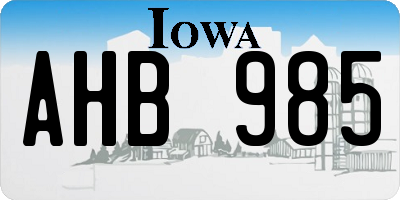 IA license plate AHB985