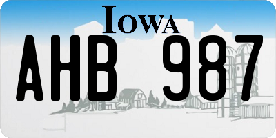 IA license plate AHB987