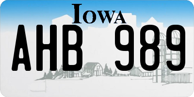 IA license plate AHB989