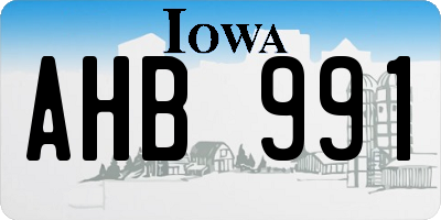 IA license plate AHB991