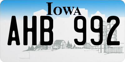 IA license plate AHB992