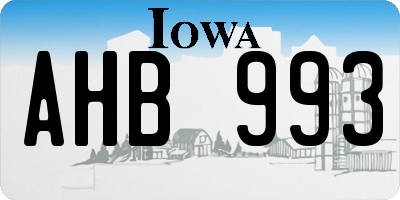 IA license plate AHB993