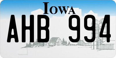 IA license plate AHB994