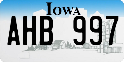 IA license plate AHB997