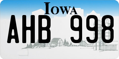 IA license plate AHB998