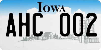 IA license plate AHC002