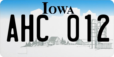 IA license plate AHC012